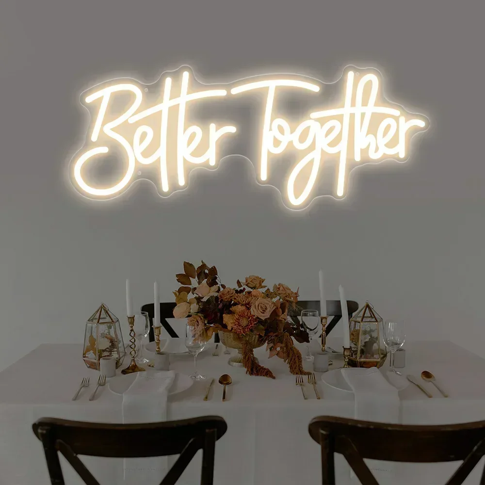 Better Together Neon Led Sign Wedding Decor Engagement Party Neon Sign LED Lights Bedroom Just Married Neon Sign LED Lights