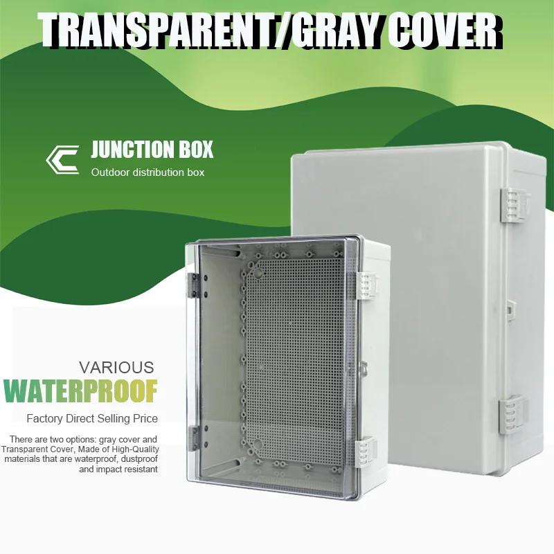 IP66 Electrical Junction Box Gray Cover ABS PC Hinged Plastic Enclosure Waterproof Power Outdoor Plastic Box Distribution Box
