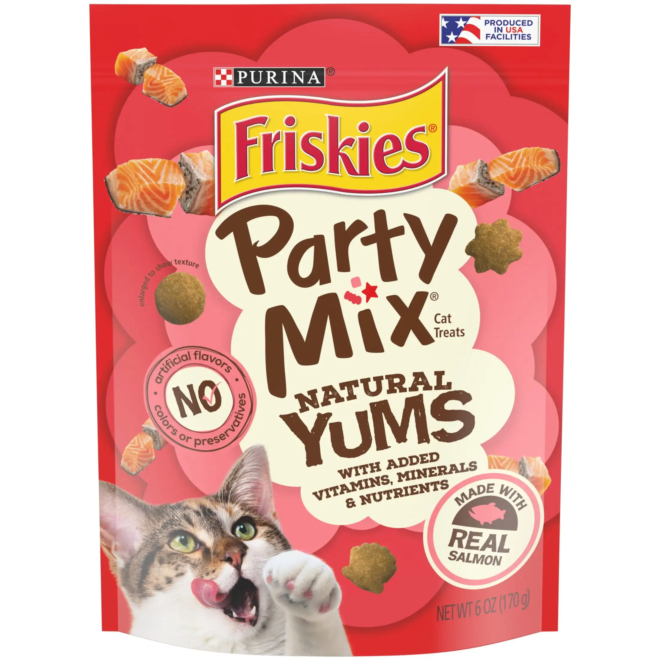 

Purina Party Mix Natural Yums Cat Treats, Salmon, (6) 6 oz Bags