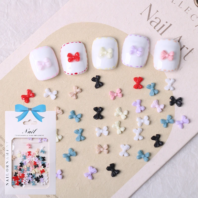 

100Pcs Mini Cute Resin Nail Art Decorations with 3D Flatback and Butterfly Bowknots Mini Resin Nail Art Accessories