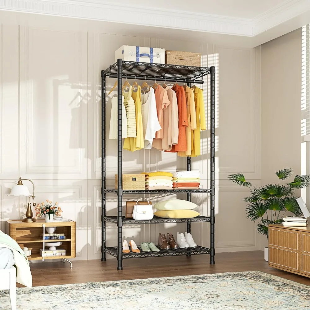 

Heavy-Duty Portable Closets Clothes Cupboards 4-Tier Freestanding Garment Rack Suit for Small Space and Corner Large Wardrobe