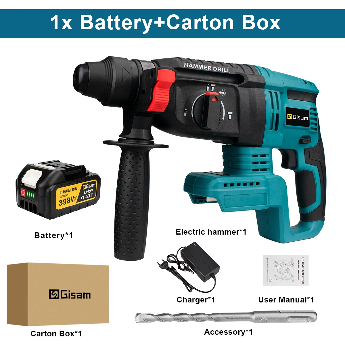 GΣ 26 mm borstelloze elektrische boorhamer Multifunctionele boorhamer Draadloze klopboormachine voor Makita 18V batterijpin
