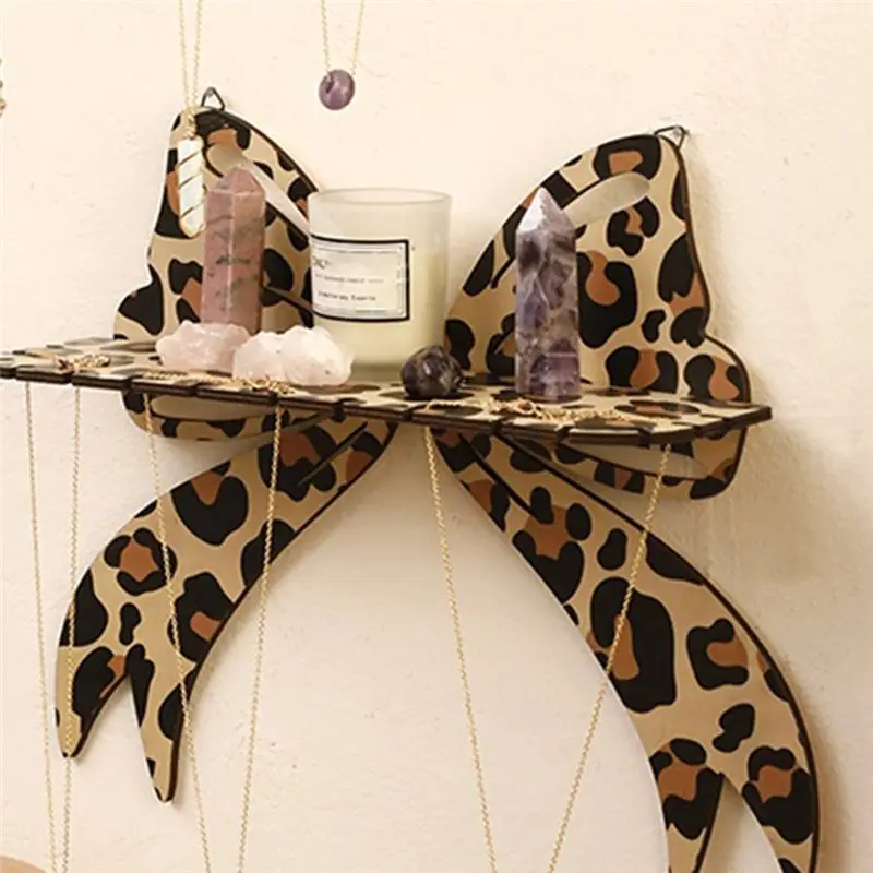 DT39 Jewelry Rack Wall Mounted Wooden Display Stand Decorative Hanging Organizer with Grooves for Necklaces Earrings Bracelets