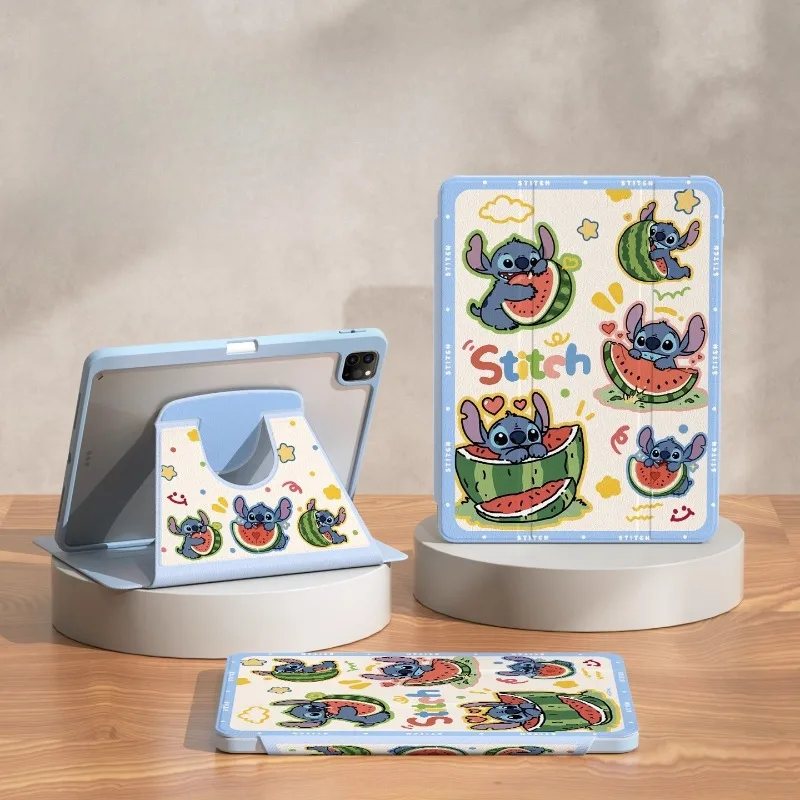 

Чехол MINISO Stitch для iPad, IPAD Funda Air 4 5 M2 M3, чехол для планшета ipad A16, 10, 11-го поколения Pro 5 6, защитный чехол с вращающейся подставкой