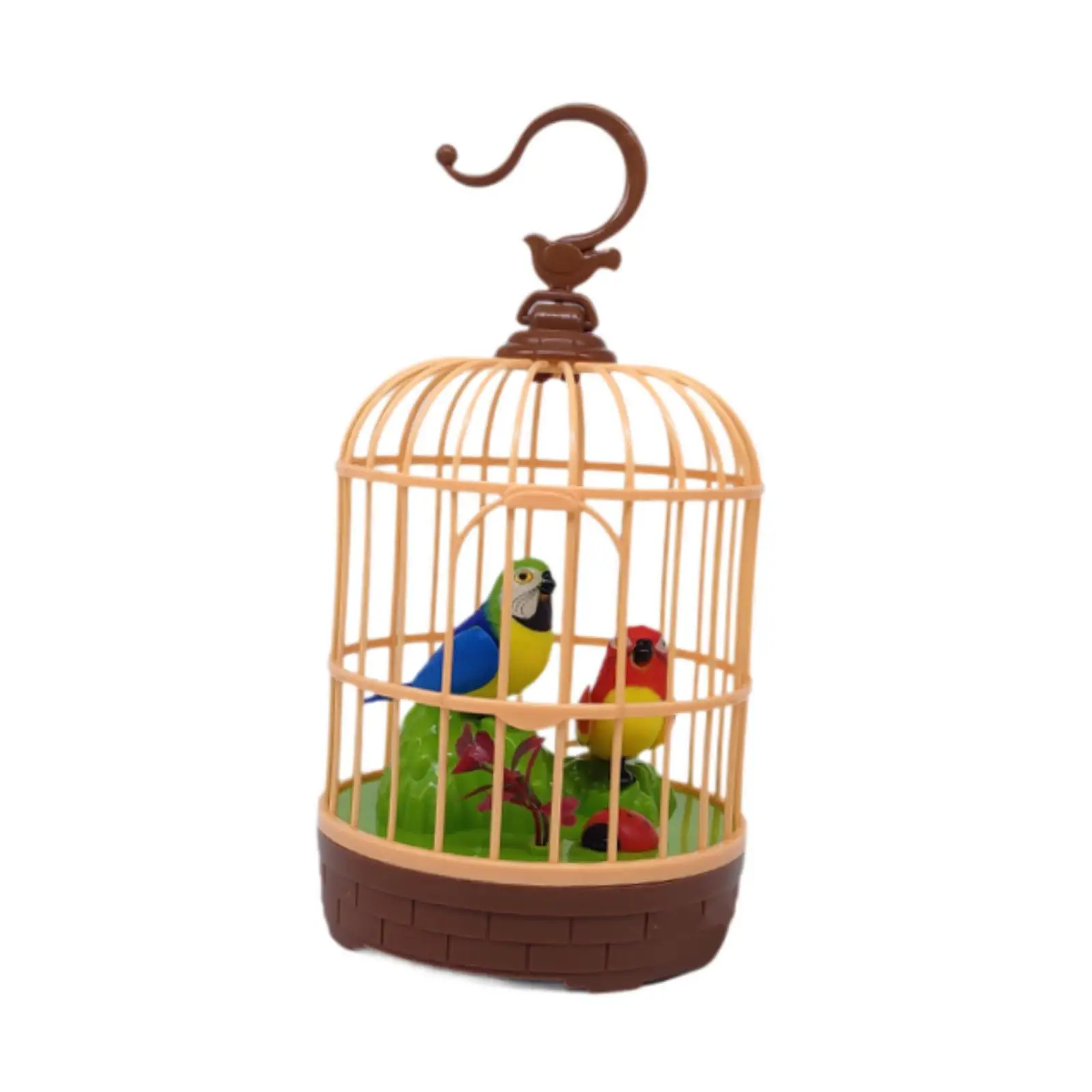 Accesorio para habitación de pájaro cantando en jaula Inducción activada por voz con sonidos melódicos Regalos para chirrear y movimiento para bebé 4,2" x 7,8"