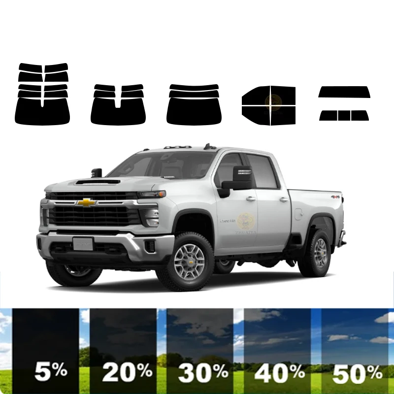 precut Removable Window Tint Film For Car 100% UVR Heat Insulation Carbon ﻿For CHEVROLET SILVERADO 2500 4 DR PICKUP 2020-2024