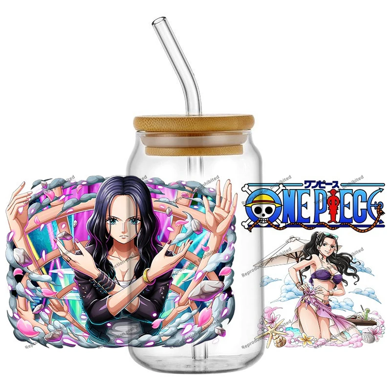 Popular Classics Anime One Piece Fashion 16oz UV DTF 3D Transfer Sticker Decals Wraps Glass Can Cups Creative Craft DIY