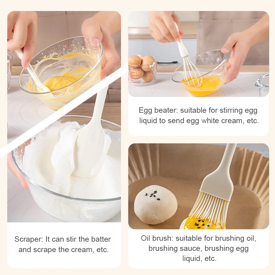 Silicone Baking Set Cake Cream Spatula Scraper Kitchen Household Egg Whisk Barbecue Oil Brush Gadget Kitchen Supplies