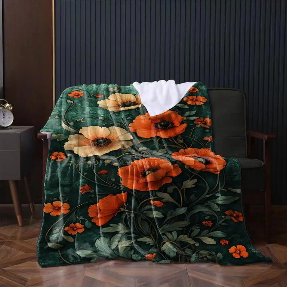 1 Stück Überwurf, bedrucktes Wildblumen-Muster, schöne Blumen, Flanelldecke für Couch, Bett, Sofa, warme Decken, perfekte Festival-Geschenke