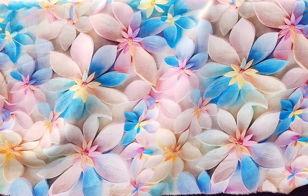 1 Meter x 1,45 Meter schöner, farbiger Blumen-Viskose-Stoff, 100 % Rayon-Material für Kleider und Roben – Detail 5