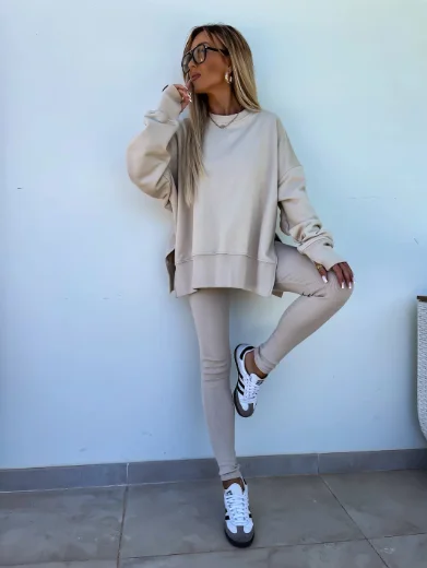 

Spring/summer 2024 new casual loose sweater tights 2-piece women's suit 2-piece trousers