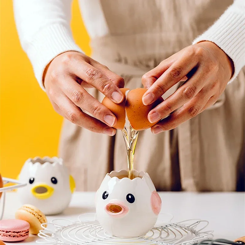 Nette Huhn Keramik Ei Weiß Separator Kreative Eigelb Protein Separator Filter Kochen Backen Werkzeuge Küche Zubehör
