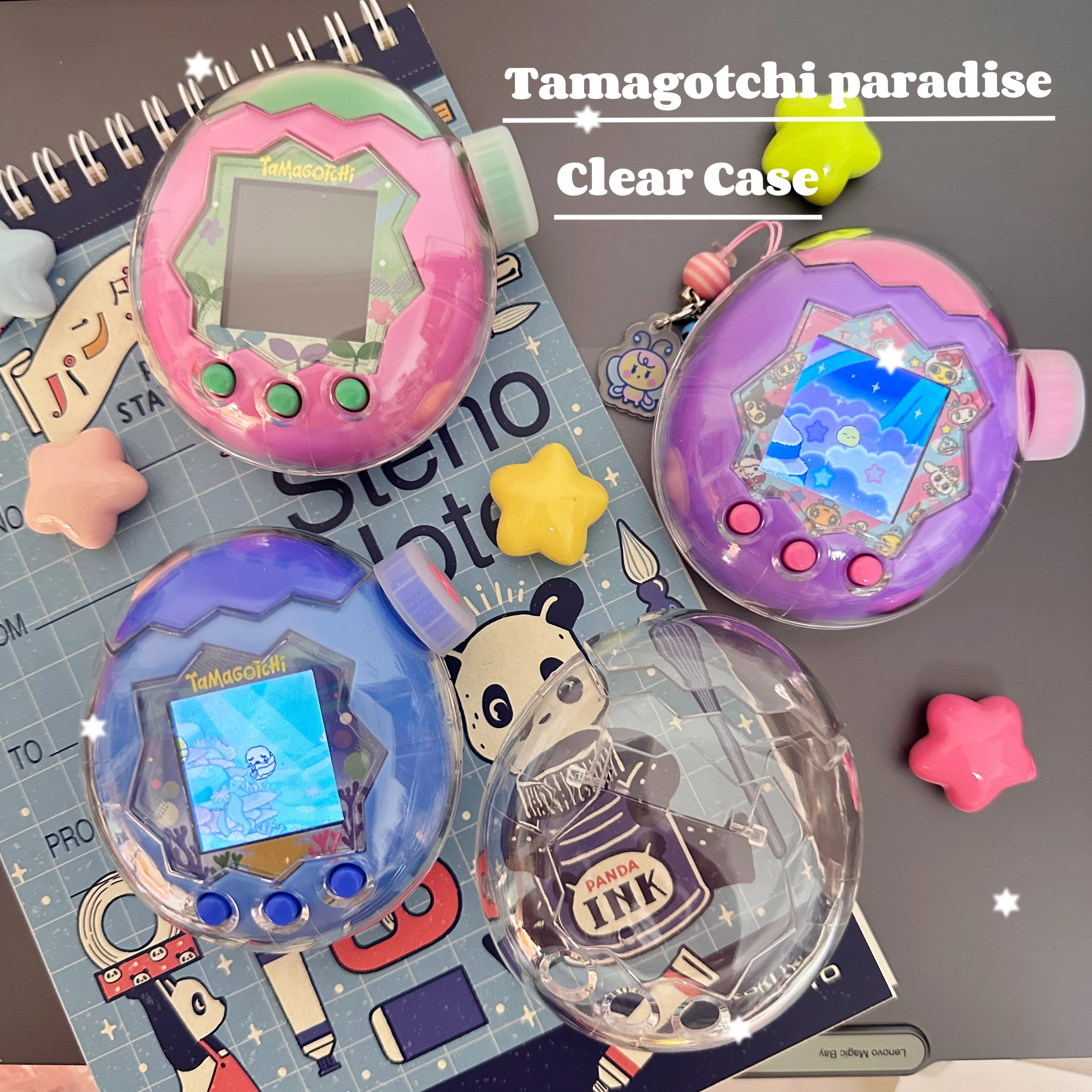Casing Tamagotchi Paradise Transparan Akrilik Pelindung Mainan dengan Tutup Berputar Acak Tersedia