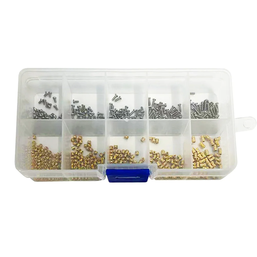 M1 M1.4 M1.6 M1.7 Heat Threaded Brass Insert Nut and 304 Stainless Steel Screw Set Hot Melt Knurled Embedded Copper Nut Bolt Kit