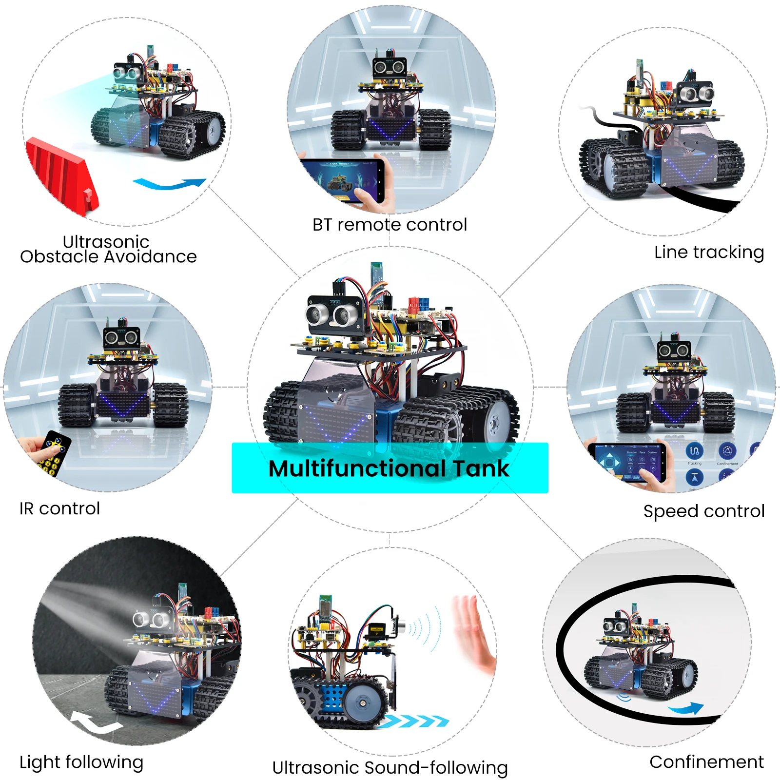 Keyestudios Super Mini Tank Robot V3.0 Voor Arduino Robot Carkit Diy Programmeerbaar Steel Speelgoed Ir Afstandsbediening App Controle