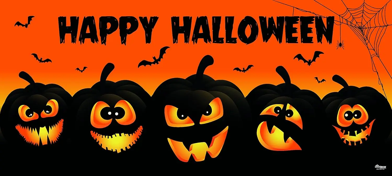 7' x 16' Jack O' Lanterns Halloween Garage Door Banner - Festively Spooky Double Garage Decorations