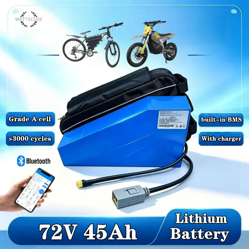 72V 45Ah Lithium-Ion Battery Pack for High-Output Vehicles - Triangle Polygon Design Suitable for 3000W-7000W Chargers