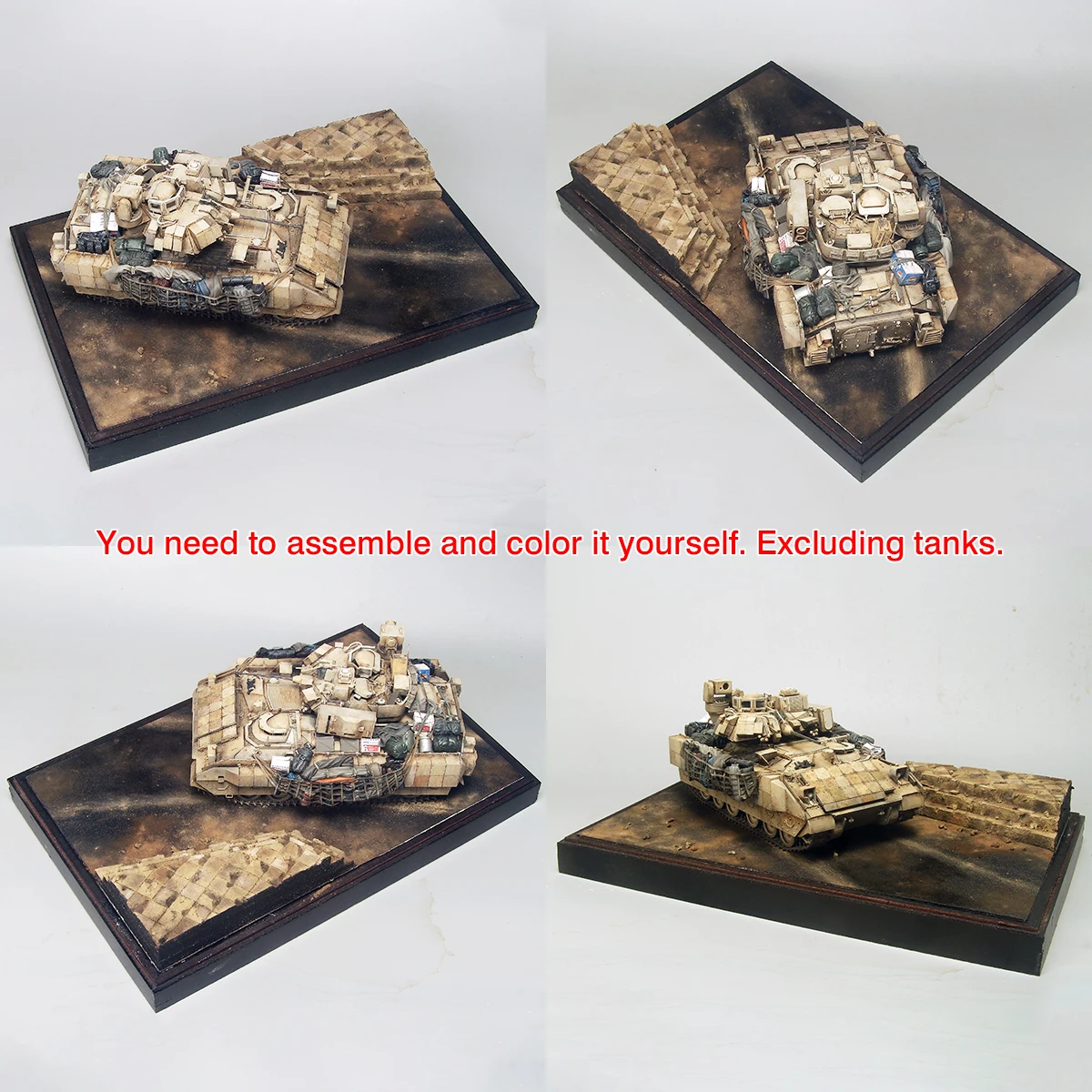 Architektonisches Gebäudemodell-Diorama, Maßstabsmodellbausatz, Holz-Display-Basis, Panzerfahrzeuge, gepanzerte Autos, Ausstellungsständer 1/35 – Detail 2