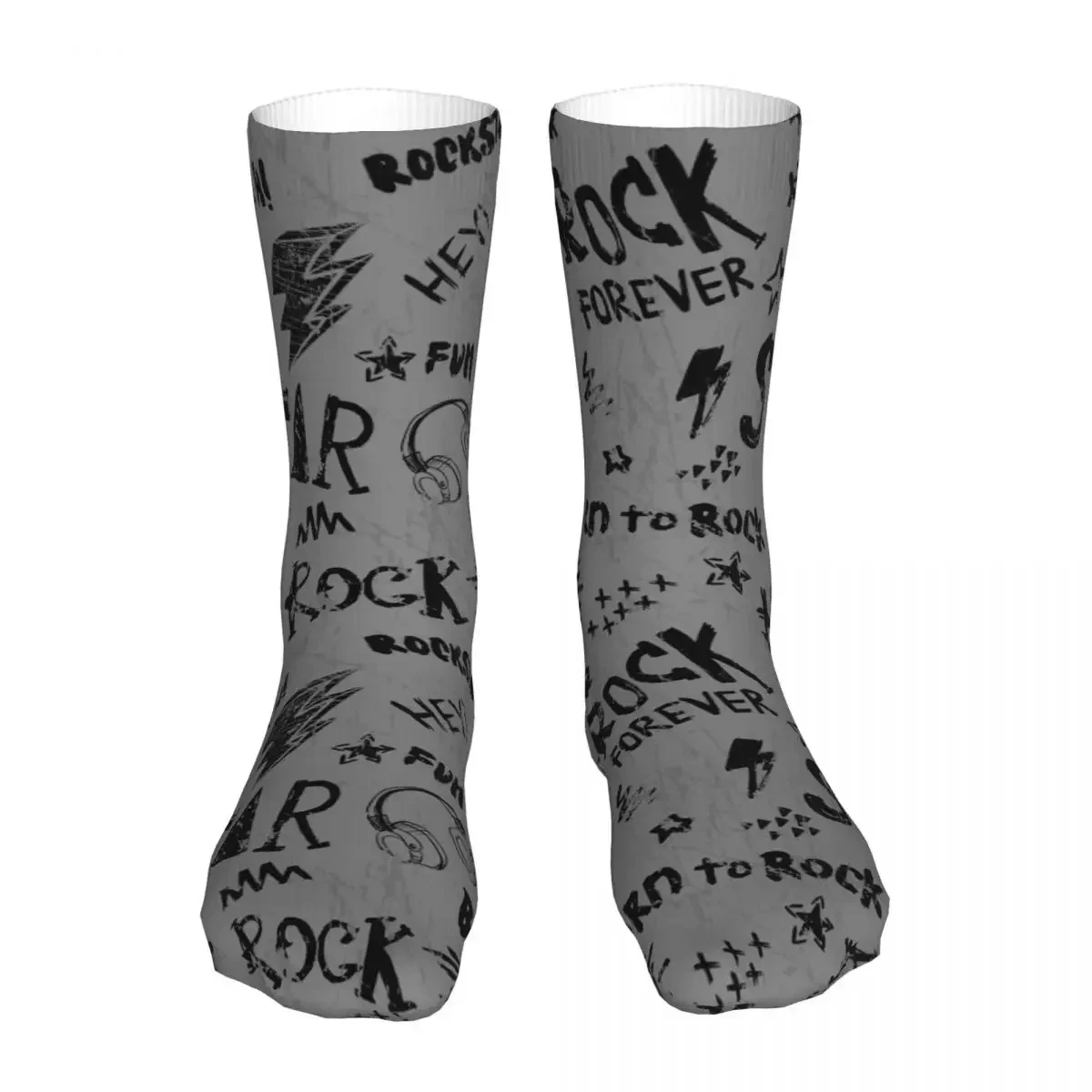 New Socks Male Mens Women Casual Spray Paint Words Rock Socks Graphic Socks Spring Summer Autumn Winter