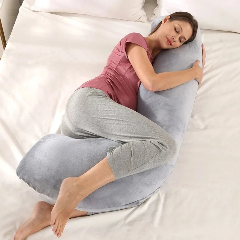 Almohada larga de felpa para mujeres embarazadas, ropa de cama de alta calidad, soporte para la cintura del vientre, protección especial para dormir