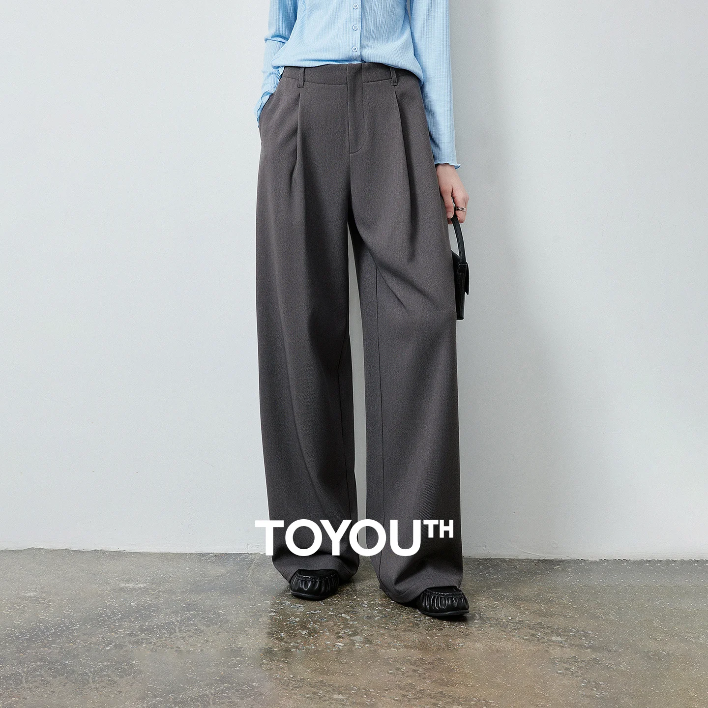 TOYOUTH Women's High Waist Pleated Suit Wide Leg Pants Fall 2026 Drapey Slimming Office Commute