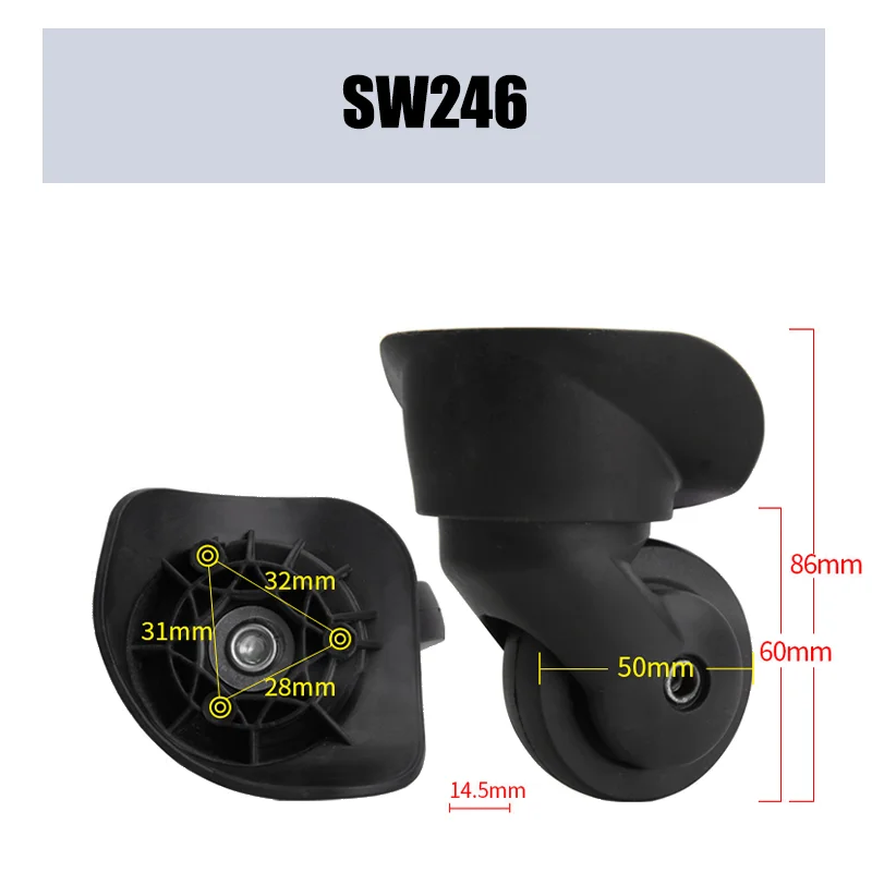 For American Tourister SW246 Luggage Wheel Replacement Universal Wheel Accessories Wear-resistant Tie Rod Cipher Box Mute Pulley