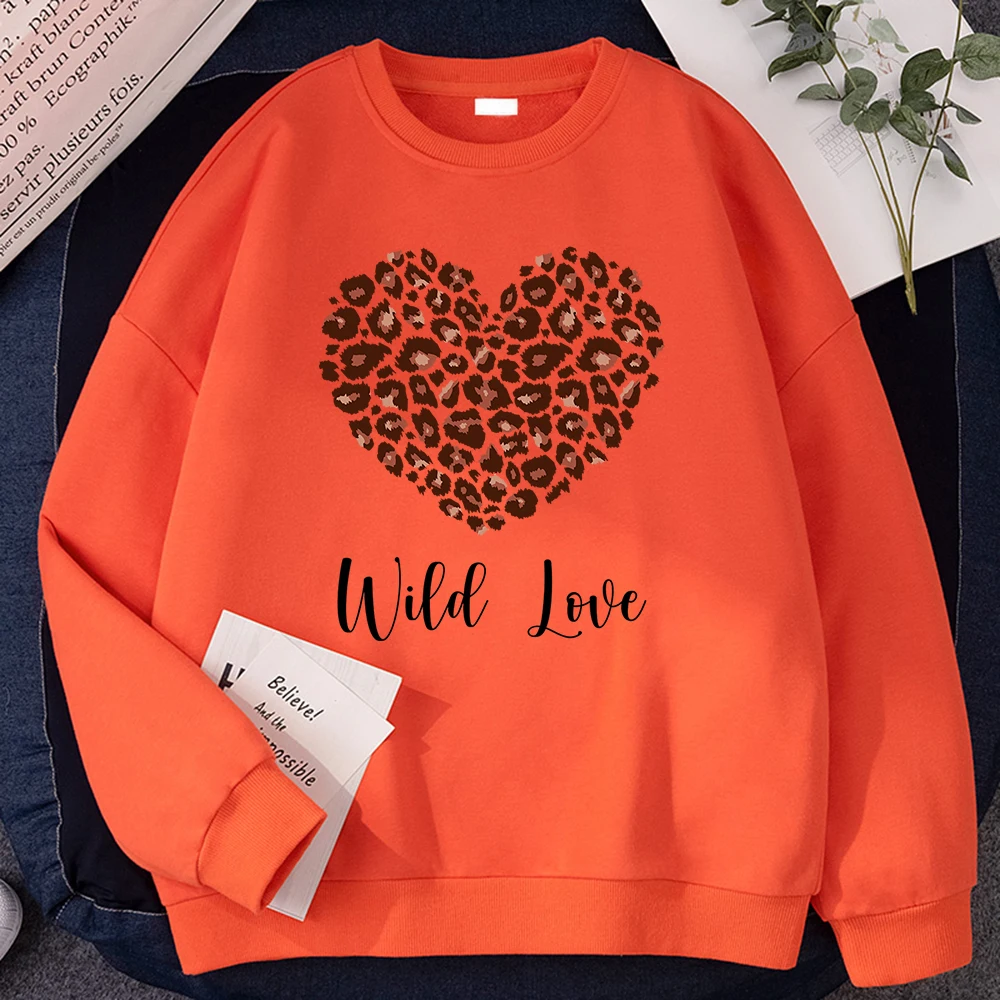 Street Kawaii Women\'S Sweatshirts Look This Is Called Wild Love Printing Hoodies Loose Crewneck Pullovers Warm Fleece Clothes