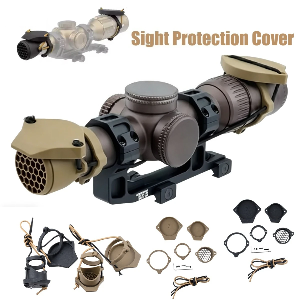 

30/34mm 1-6X RifleScope Lens Cover With REAR CAP Tactical Nylon Cap Protector Vorte Sight Flip Up Protection Cap