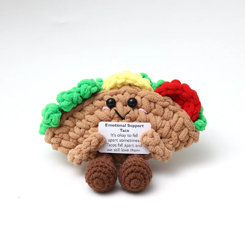 Muñeca Taco positiva tejida nuevos, soporte emocional hecho a mano, tortugas marinas de ganchillo positivas, regalos para Navidad, Año Nuevo, cumpleaños ﻿