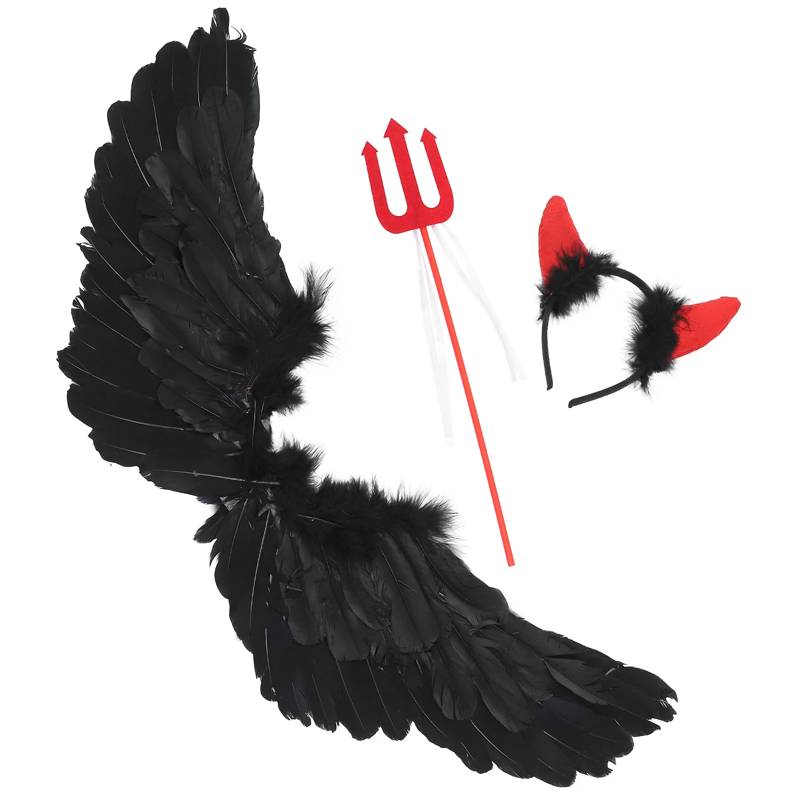 1Set Stylish Devil Costume Kids Halloween Cosplay Suit Stage Clothes Foldable Wings Party Outfit Devil Costume