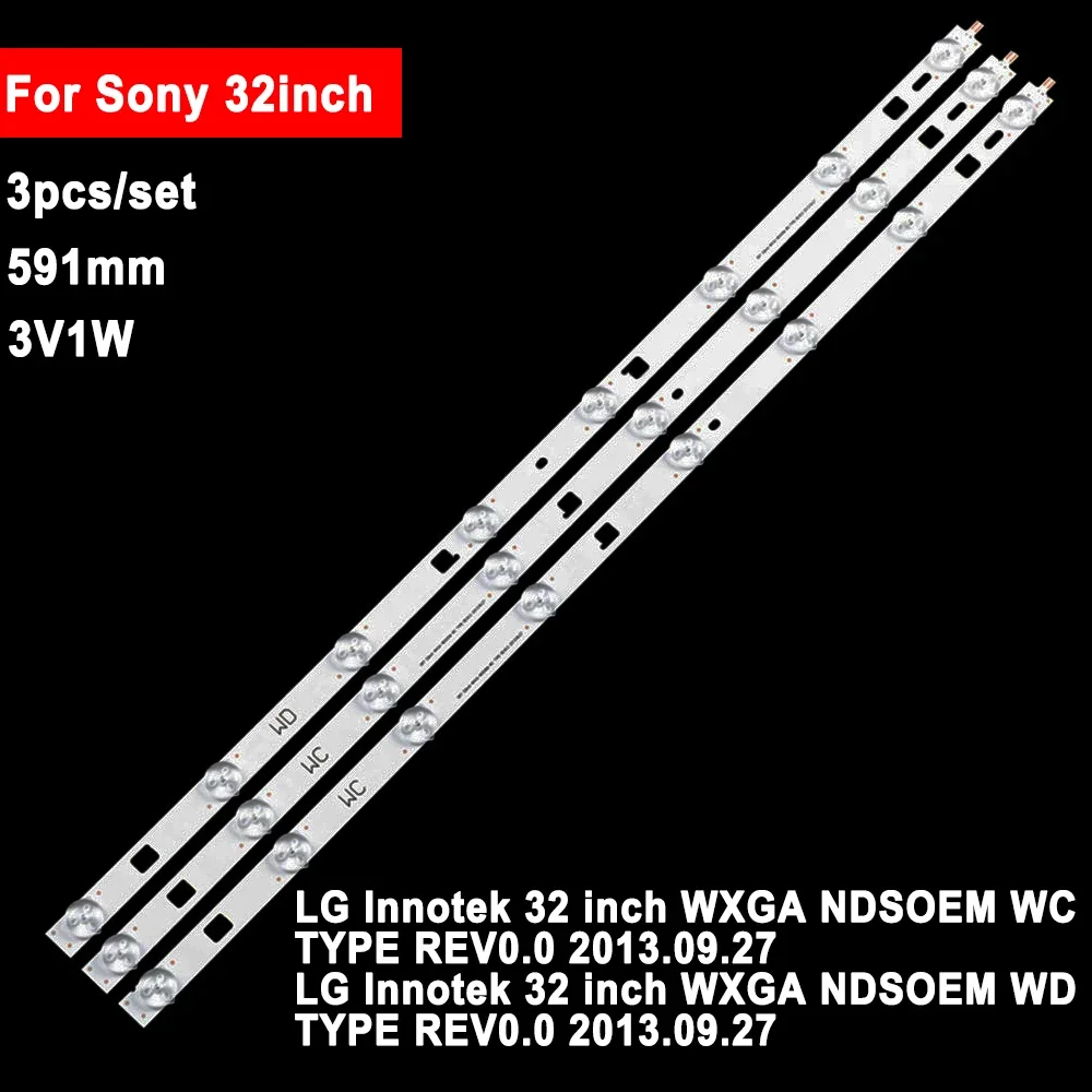 3Pcs 591mm LED Backlight Strip for Sony 8led 32WC 32R420B KDL-32R413B KDL-32R430B LC320DXJ-SFE1 32R435B 32R410B 32R415B 32R433B