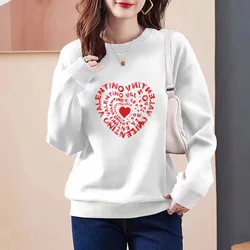 Women Clothing Chic Printed Hoodies O-neck Long Sleeve Pure Cotton Loose Pullovers Autumn Winter New Vintage Sweatshirts Tops