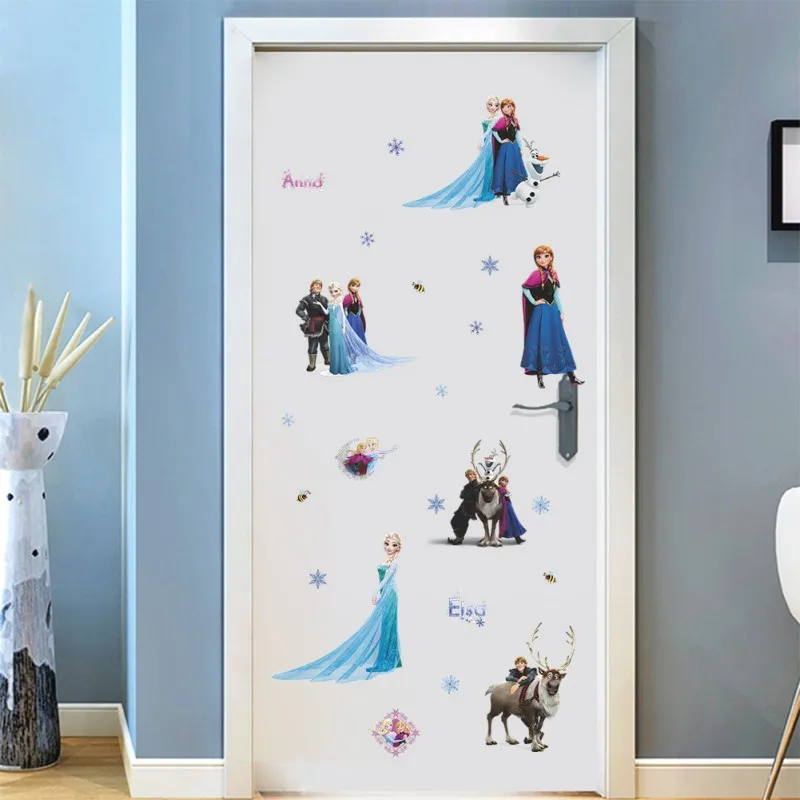 Cartoon Lovely Wall Stickers Frozen Toys For Children Elsa And Anna Waterproof Childrens' Bedroom Decoration Pusheen Pegatinas