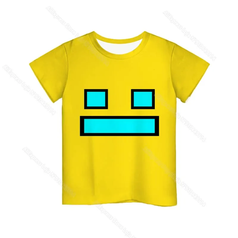 Camisetas con estampado 3D de tablero geométrico enfadado para niños y niñas, camisetas de Anime de dibujos animados, camisetas de juego para niños