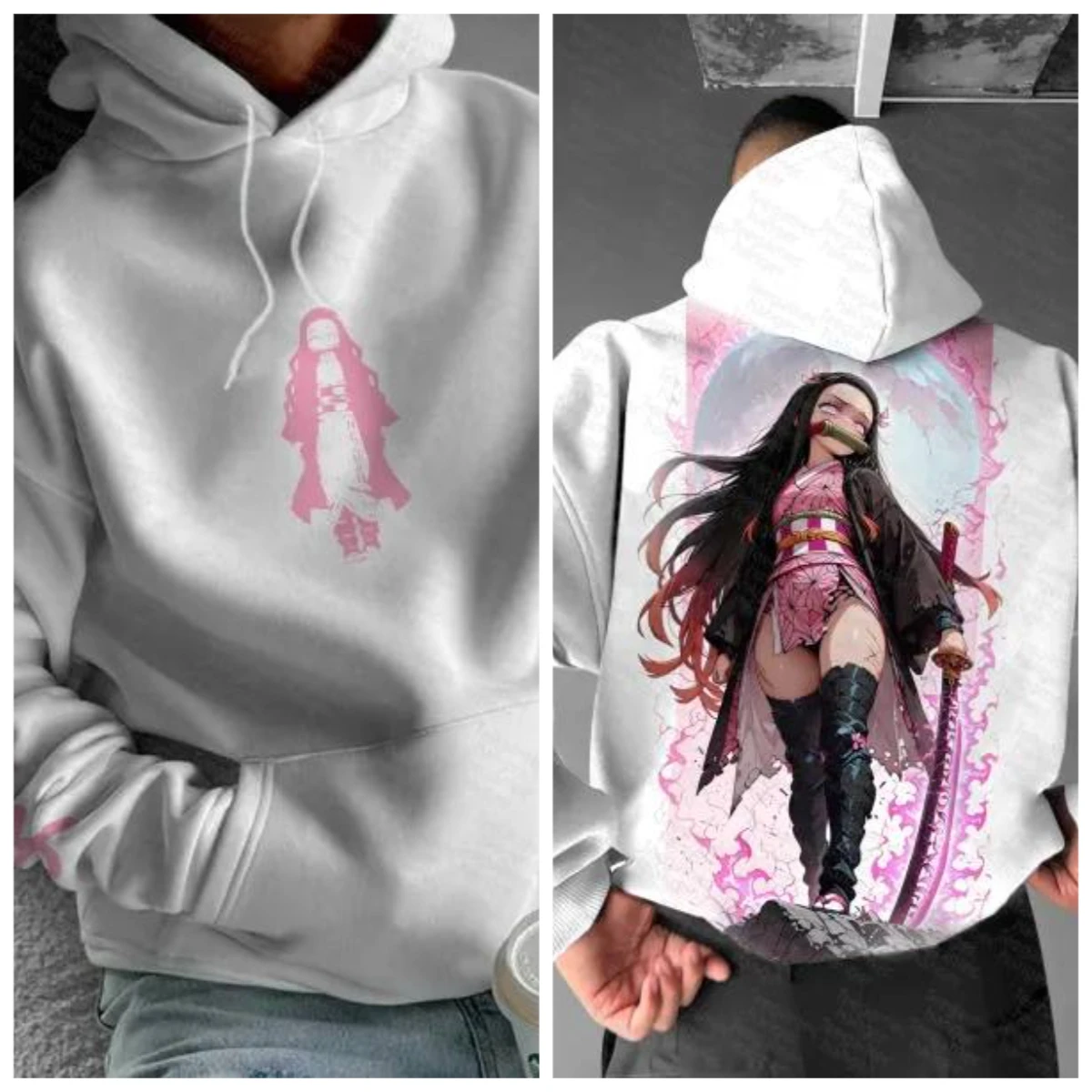 بانداي شيطان القاتل هوديي القطن القطيفة رجل ضيق صالح المرأة ملابس رياضية Kimetsu No Yaiba نمط الطباعة