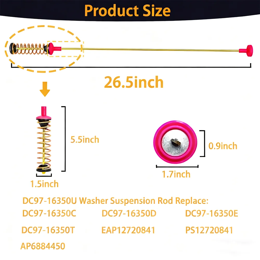 4PCS Washing Machine Suspension Rod And Spring Assembly Kit DC97-16350U DC97-16350E DC97-16350S DC97-16350T Boom Balance Bar
