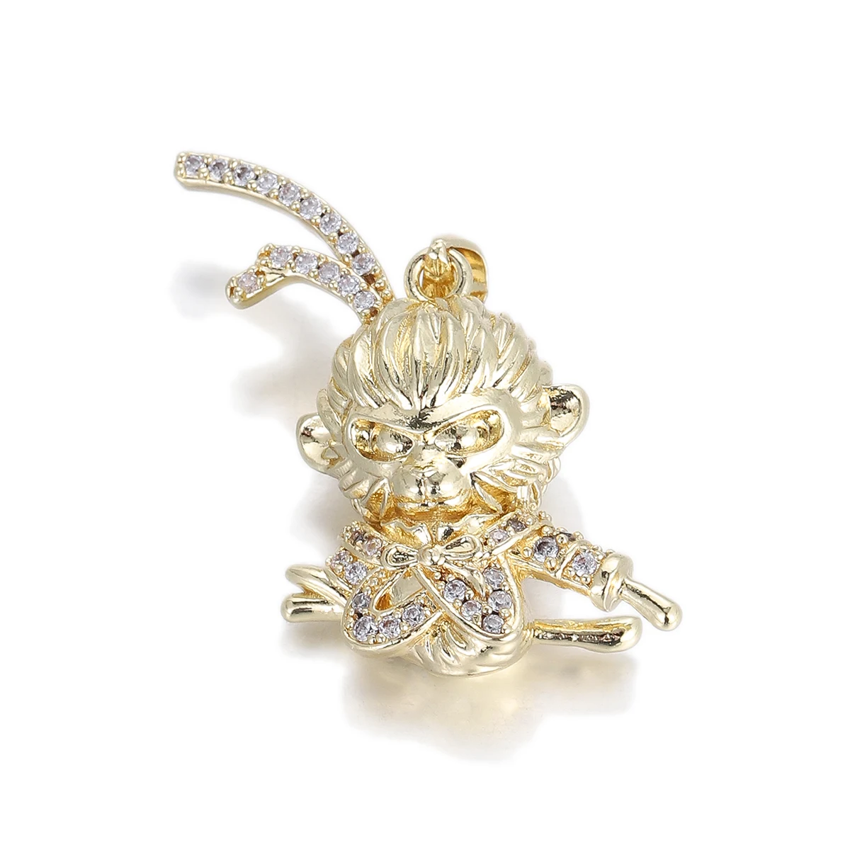 Monkey King Gold Plated Zircon Pendant Sun WuKong Charms for Jewelry Making Handmade Necklaces DIY Accessories