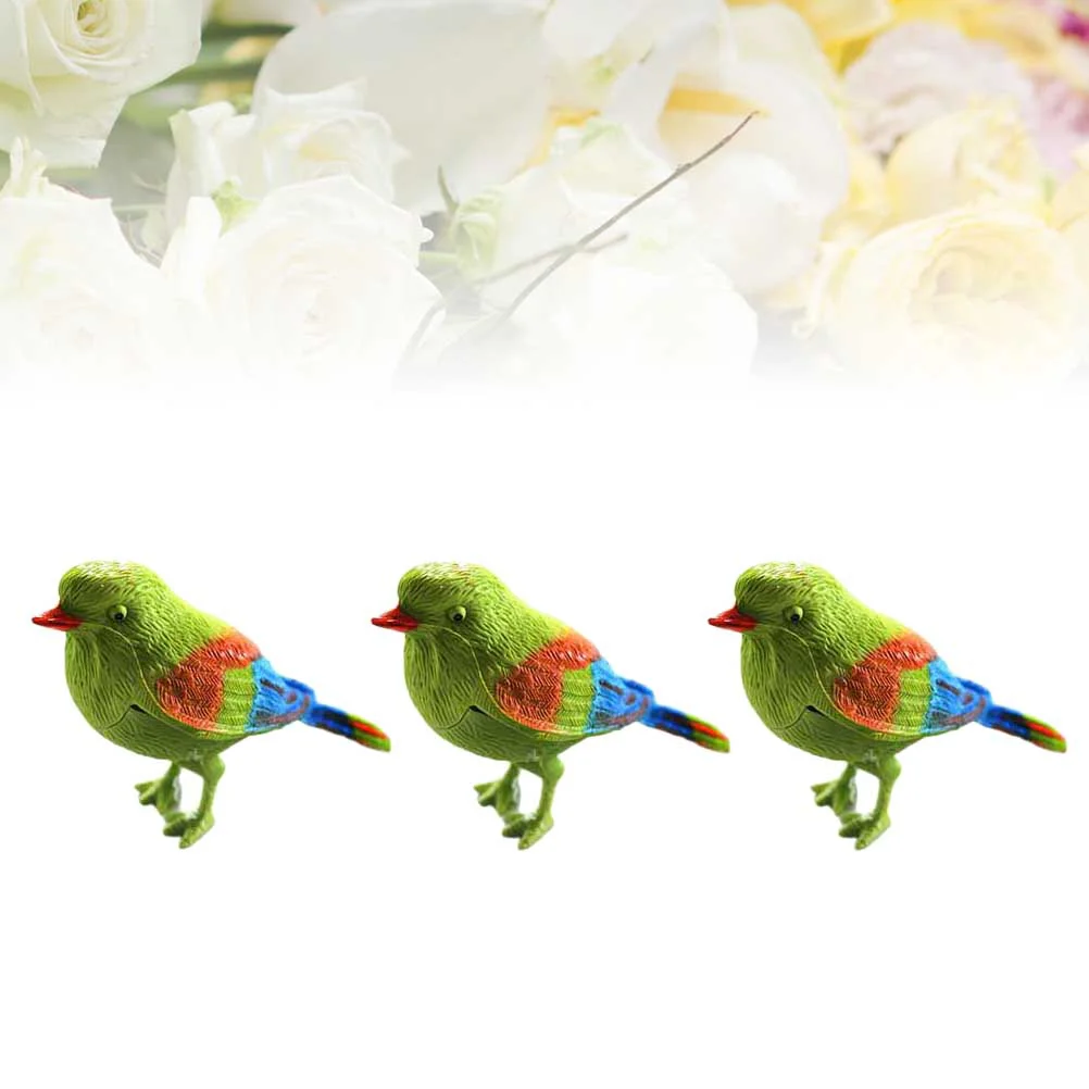 3 Pcs Voice Control Bird Toy Creative Funny Pet Sound Activated Chirping Movement Simulation Decorative