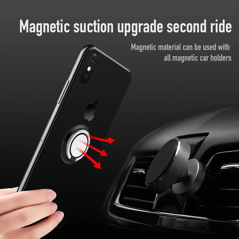 Rotatable Thin Magnetic Finger Ring Phone Holder 360 Degree Round Smartphone Socket Metal Car Stand Grip Telephone Accessories