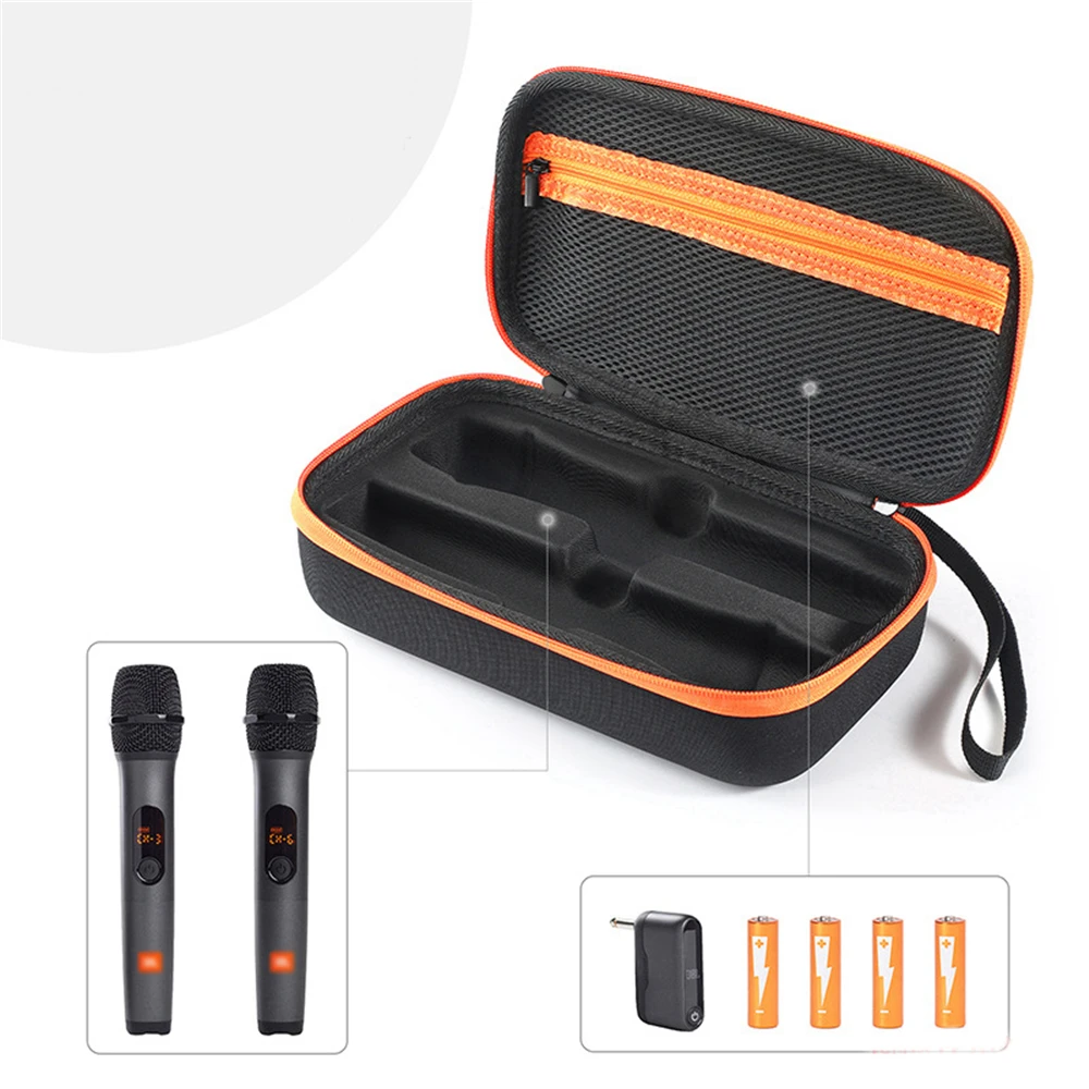 Wireless Microphone Case Waterproof Shockproof Handheld Dual Mic Hard Travel Carrying Bag for JBL PartyBox Wireless Mic