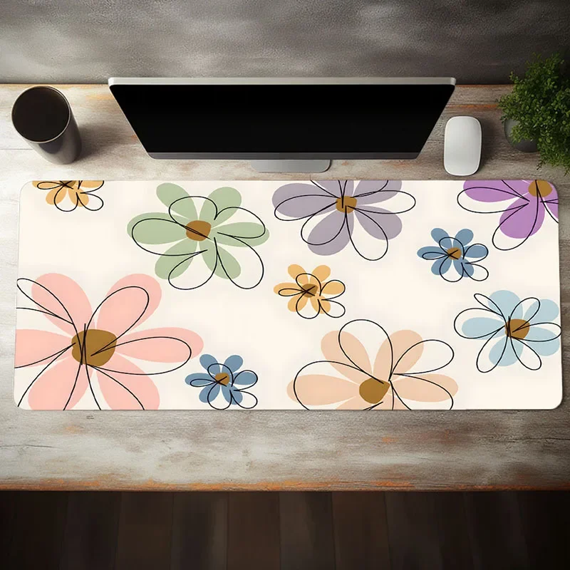 Hot Sell 1pc Large Gaming Mouse Pad - Beautiful Flowers Pattern Non-Slip Rubber Base35.4x15.7inch  Perfect for Home, Office