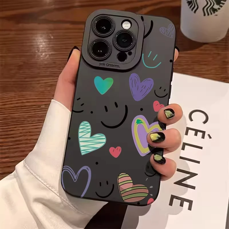 Love Happy Face Smile Phone Case For Samsung Galaxy S25 Ultra S24 S23 S22 S21 Plus S20 FE A55 A54 A35 Silicone Soft Cover