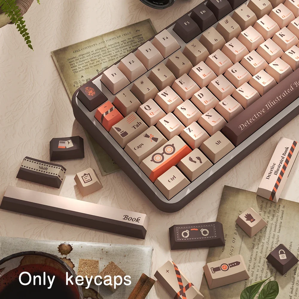 KYOMOT Detective Game Themed UK Keycaps Cherry Profile ISO PBT Dye Sub 158 Keys Keycap for MX Switch DIY F75 Mechanical Keyboard