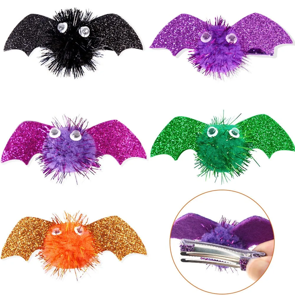 Metallic Woven Bat Wings Hairpin Barrettes Ornament Halloween Duckbill Clips American Style Soild Color Cosplay Hair Clip Photos