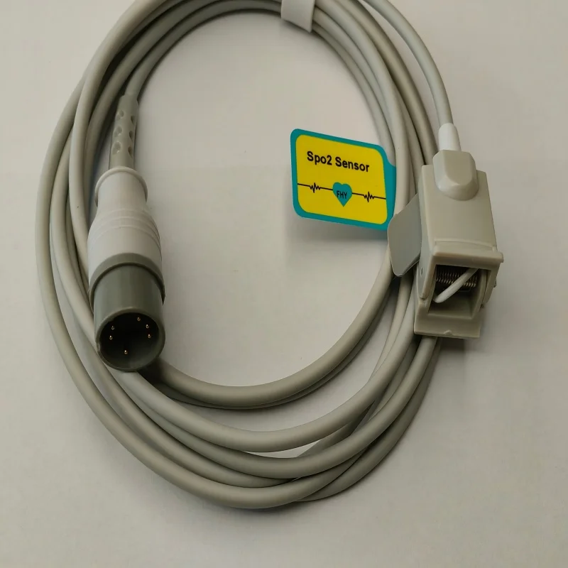 Free Shipping Compatible For Coms Drake 6pin Spo2 Sensor pediatric fingerclip Spo2 Probe Oxygen Probe TPU 3m