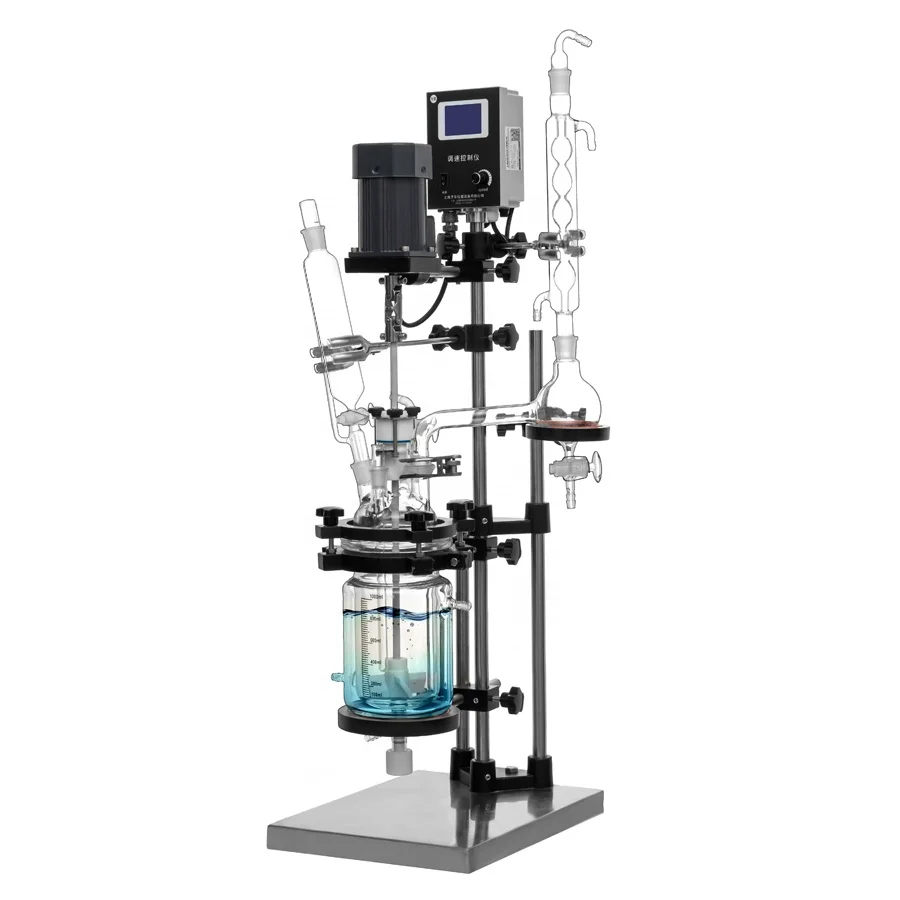 

Benchtop lab Mini double Jacketed Glass Reactor 1L 2L 3L 5L for Vacuum Distillation Mixing price