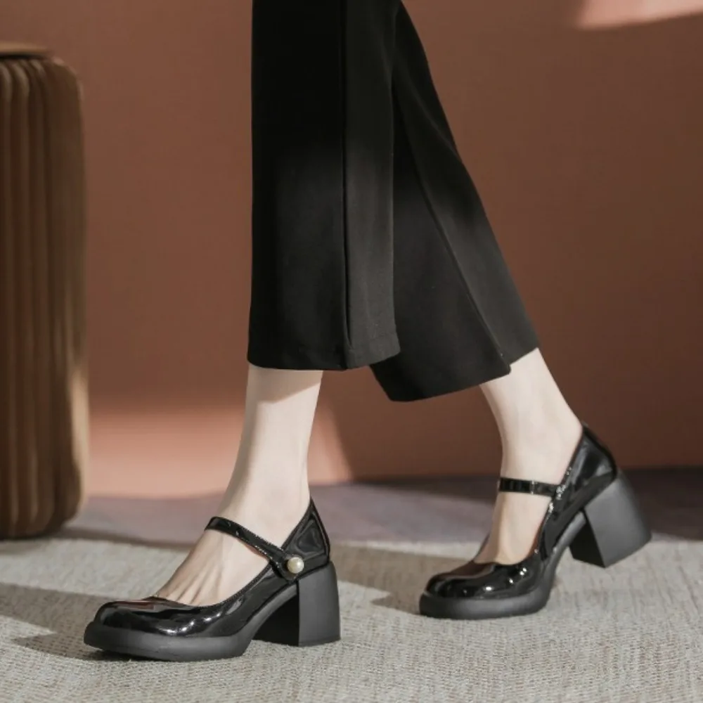 Casual Karree High Heels Schuhe Knöchel Schnalle JK Leder Mit Hohen Absätzen Lolita Schuhe Plattform Pumpen Solide Mary Jane Schuhe Cosplay