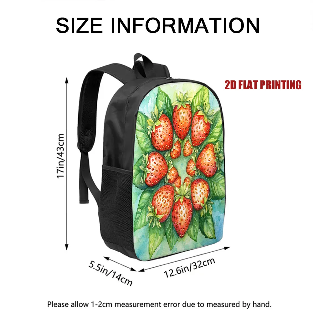 

1 strawberry printed backpack, suitable for teenagers, spacious multi-compartment design, dual-use for travel and school
