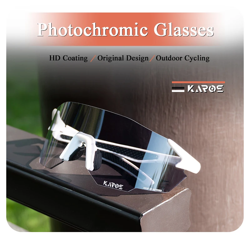 KAROS Photochrome Fahrradbrille für MTB, Rennrad, UV400, adaptive Linse, Antibeschlag, Sport-Sonnenbrille, Herren und Damen, Outdoor-Reitausrüstung – Detail 1