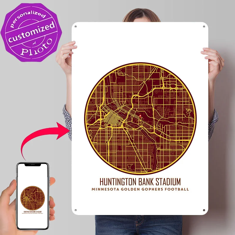 Minnesota Golden Gophers Personalized 3D Textured Metal Poster Wall Art Tinplate Sign for Decoration Room Decor Luxury Wand Deko